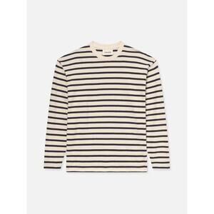 FRAME Long Sleeve Relaxed Striped Tee - L - Dark Navy Stripe
